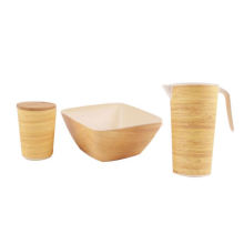 Kitchenware bamboo fibre large water jug cup set with handle